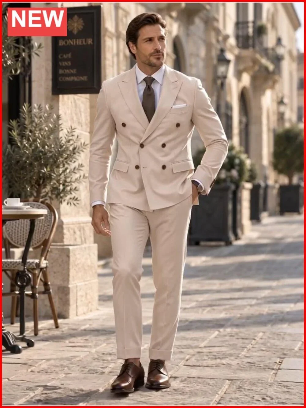 Men's 2 Piece Double Breasted Suit Slim Fit Tuxedo Set Formal